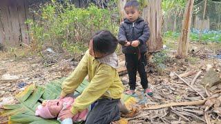 Baby Anh helps single mother take care of younger siblings.||Ly Ngoc Nhung