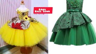 How to cut and sew a  ball gown with yoke and high low flare for one year old baby