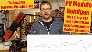 Saubere PV Module = mehr Leistung!! Reinigung mit der Toolmacher Teleskop Waschbürste