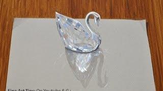 Drawing glass: How to Draw a 3D Swarovski Crystal Swan- Fine Art-Tips by ArtistLeonardo