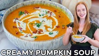 Creamy Pumpkin Soup with Bacon, Fennel & Apple - Easy Fall Soup Recipe!