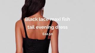 DRESS NEST - FASHION & SOUL JEWELLERY - Black lace maxi fish tail evening dress