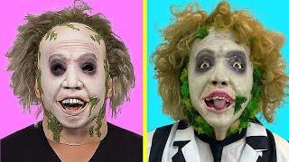 Repainting Cheap Halloween Masks - Beetlejuice, Barbra, Adam