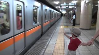 Metro Ginza Line 01 series has departed from Aoyamaitchome station (Japanese Train)