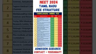 NEET 2024  Tamil Nadu MBBS Fee Structure in Private Colleges #shorts #viral #neet #neet2024