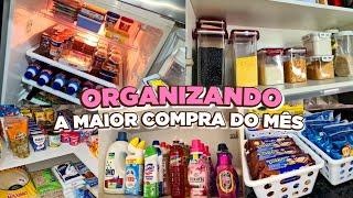 ORGANIZANDO A COMPRA DO MÊS  NA GELADEIRA E ARMÁRIOS!  DEU TRABALHO PRA ORGANIZAR TUDO