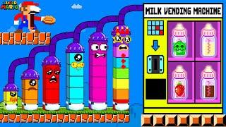 G.A 8bit: Can Mario and Numberblocks 1 BABIES vs MILK Vending Machine Maze ??? | Game Animation