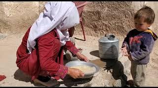 فرش شستن و آشپزی کردن در روستا های جاغوری افغانستان Washing carpets and cooking In Jaguri Villages