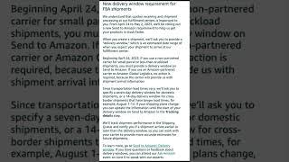 Delivery Window Requirement in Send to Amazon