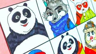 Drawing Kung Fu Panda 4 All Characters: Po Zhen Chameleon Master Shifu