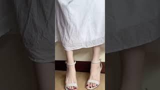 Effortless Versatility: White High Heels with Bold Black Toenails!  #chictoes #elevatedelegance