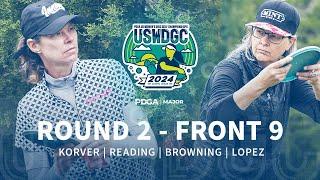 2024 U.S. Women's Disc Golf Championships FP50 R2F9 | Korver, Reading, Browning, Lopez