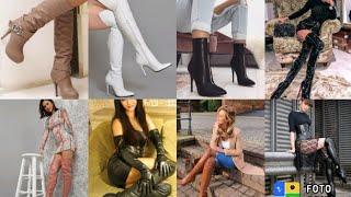 latest ladies stylish Long Leather High Heel boots ideas 