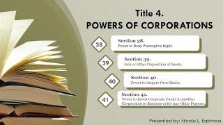 Sections 38-41, Revised Corporation Code: Powers of Corporation; Pre-emptive right