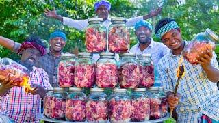 CANNING MEAT | Western Retort Pouch Packaging Method Cooking in Indian Village | Meat in GLASS JAR