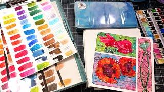 48 Meiliang Watercolors, 100% Cotton Paper in a travel Layered Clipboard!