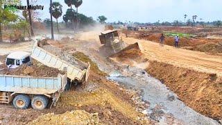 Full Video Completed Project, Filling Up The Land huge, Bulldozer Working, Dump Truck Unloading