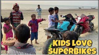 Kids Reaction to SUPERBIKES  Alafiia Camp (Mousuni Island)