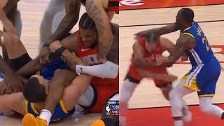 Steph Curry laughs while fighting Jalen Green for ball and Draymond takes on everyone