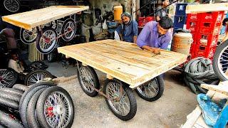 Amazing Process Of Making Wooden Hand Cart || Hand Cart Making Process