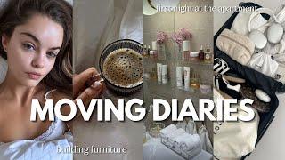 MOVING DIARIES  first night at the apartment, building furniture, organizing