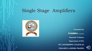 Single Stage Amplifiers