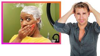 Hairdresser Reacts To CHAOTIC First Time Relaxers At-Home (Scary!!!)