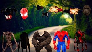 FUNNY WRONG HEADS SIREN HEAD, SIREN HEAD LAVA, KING KONG, SPIDERMAN, CARTOON DOG