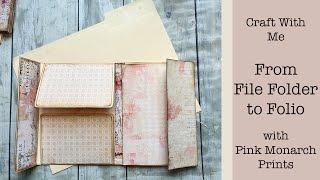 From File Folder to Folio: Make a Simple Junk Journal Folio w Pink Monarch Prints. PART 1: Pink Bees