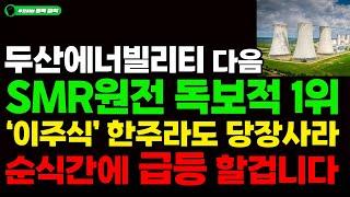 [주식] 두산에너빌리티 다음 SMR원전 독보적 1위 '이주식' 한주라도 당장사라!! 순식간에 급등 할겁니다.