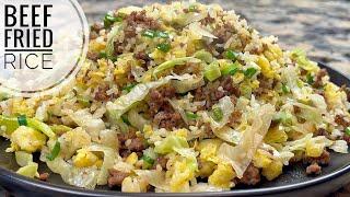 Ground Beef Fried Rice Recipe | Easy Ground Beef And Crispy Lettuce Fried Rice