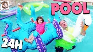 24 STUNDEN IM POOL CHALLENGE  Hannah vs. Papa 1 ganzen Tag im Wasser - Wer gewinnt?