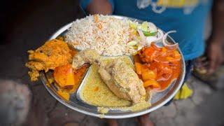 Low Cost Indian Lunch Thali Only ₹40 | Kolkata Street Food | Cheapest Street Food India