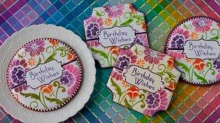 "Birthday Wishes" Prettier Plaques Stenciled Cookie