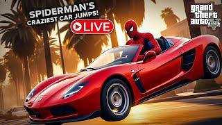 "SPIDERMAN'S CRAZIEST CAR JUMPS!  GTA 5 Live" #spiderman #gta5 #livegaming