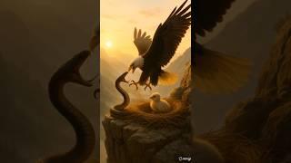 Brave Eagle Mother Saves Chick from Cobra Attack 