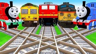 【踏切アニメ】あぶない電車 Vs Thomas the Train and Rails Fumikiri 3D Railroad Crossing Animation #1