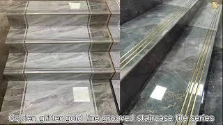 Springletile marble stairs ceramic golden stair tiles design supplier