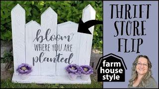 Farmhouse Thrift Store Flip~Crafting from my Stash~Rustic Picket Fence Decor~Dollar Tree DIY