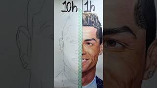 drawing Cristiano Ronaldo  in 1 hours vs 10 hours | part 1#shorts #ronaldo