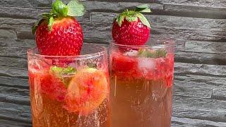 Virgin strawberry mojito mocktail recipe|strawberry mojito with sprite|non alcoholic mojito