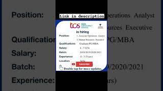 TCS Job 2022 | Graduate | PG | MBA | Latest Jobs | IT Jobs | MBA Jobs