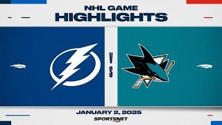 NHL Highlights | Lightning vs. Sharks - January 2, 2025