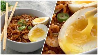 Korean Fire Noodles Recipe from Scratch | Sriracha Fire Noodles (With Soft Boiled Egg)| Juicy Cookin