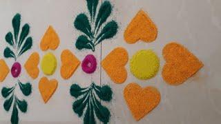 7. Simple and easy border design rangoli| door Rangoli quick for Diwali