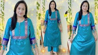 साड़ी Reuse Ideas|kurta set from saree|kurti cutting stitching|Reuse Old Saree #ashigautam #diwali