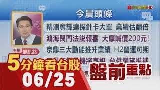 以伊停火 原油挫6%金價跌2%!台股報復性大漲 法人聯手買340億!看好亞洲科技股 小摩讚台積.台達電!鴻海閉門法說報喜 大摩喊價200元!｜主播鄧凱銘｜【5分鐘看台股】20250625｜非凡財經新聞