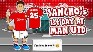 Sancho's 1st Day at Man Utd! (Jadon Sancho Transfer Training First Day)