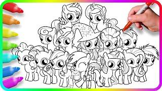 Coloring Pages MY LITTLE PONY - Cute Ponies / How to color My Little Pony. Easy Drawing Tutorial Art