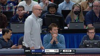 Jason Kidd talks with Tom Brady during Knicks vs. Mavs | NBA on ESPN